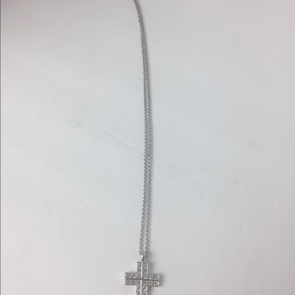 Silver Tone Rhinestone Cross - Picture 3 of 6